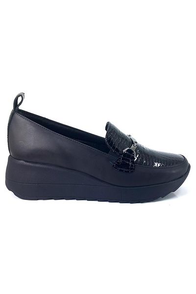 Mammamia Pantofi casual de damă 24ka din piele naturală de porumb neagră