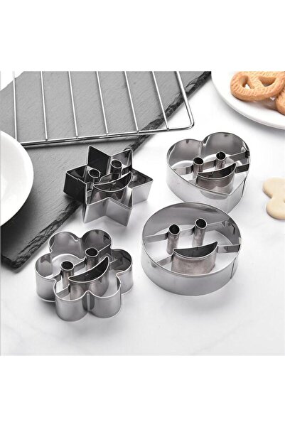 Choice ٤ قطع/مجموعة قوالب تقطيع بسكويت على شكل وجه مبتسم، مصنوعة من الفولاذ ا...