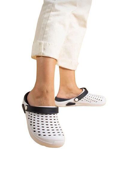 Liger Papuci unisex cu talpă Eva, alb și bleumarin