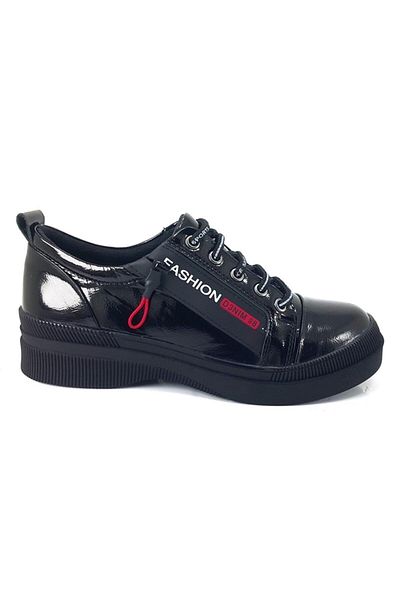 ALBİNİ Pantofi casual - Piele lacuita neagra sifonata 10061 22ka