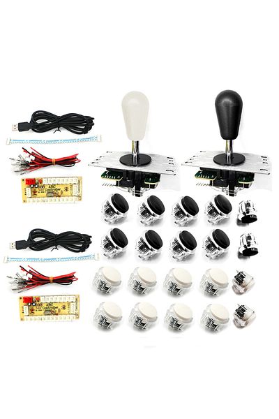 Choice White Black 2 Playersarcade Game Diy Set Joystick Kit Clear Push Button Zero Delay Usb Board Control
