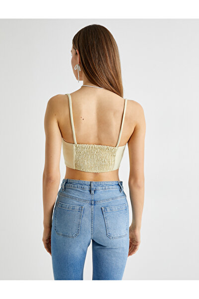 Koton Tuba Ünsal - Thin Strap Crop Top with Gipe Detail