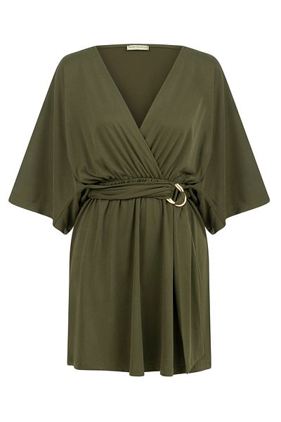 Mudo V-Neck Belt Detail Anvelop Mini Dress