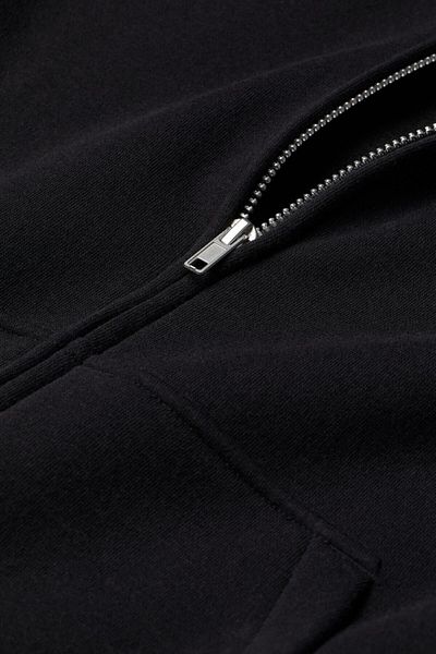 Moda Glo Hanorac negru cu glugă, cu fermoar