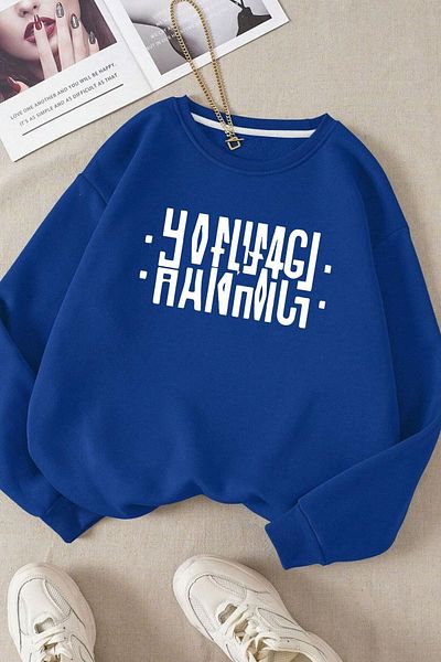 Moda Glo Βαμβακερό φούτερ Unisex Hanımcı Crew Neck