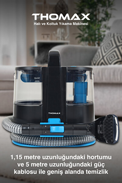 THOMAX Koltuk Halı Yıkama Ve Leke Çıkartma Makinesi 1500 Ml Temiz Su Haznesi 600W Güç