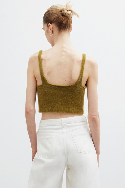 Perspective Lien Green Color Women's Knitwear Blouse