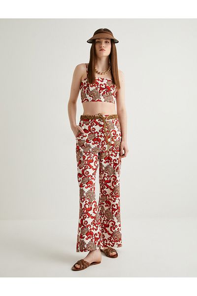 Koton X Melis Ağazat - Floral Patterned Belted Trousers