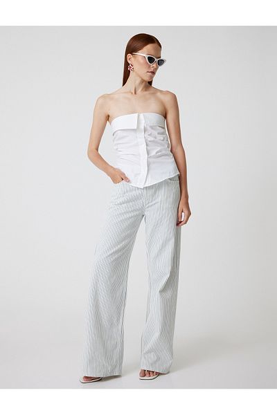 Koton Jeans mit geradem Bein und Ballon-Passform aus Baumwolle mit normaler Taille und Knopfleiste