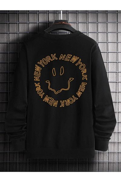 Moda Glo Φούτερ Unisex Μαύρο Smıle με στάμπα oversize