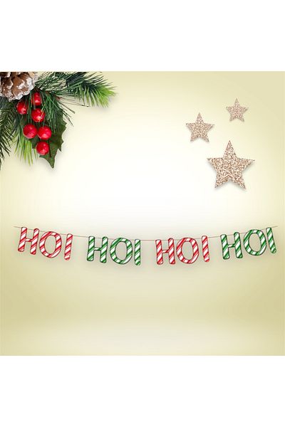 Deniz Party Store 2 Meters New Year's Christmas Ho Ho Ho Decor Banner - One Side Printed