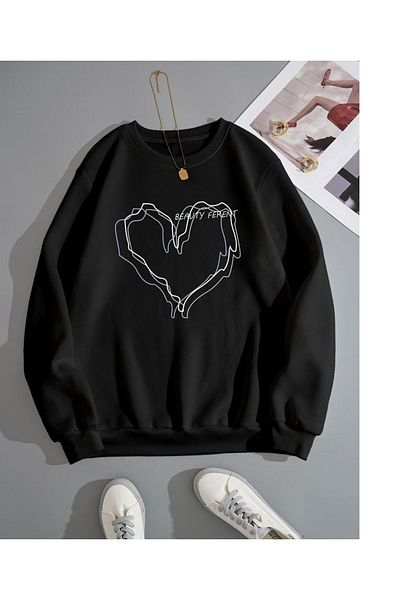 Moda Glo Φούτερ Unisex με ριγέ καρδιά στη μέση