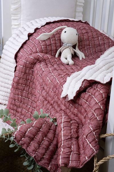 Dokubba Baby Blanket - Filled Baby Blanket - Cotton - Natural (100cm X 126 cm)