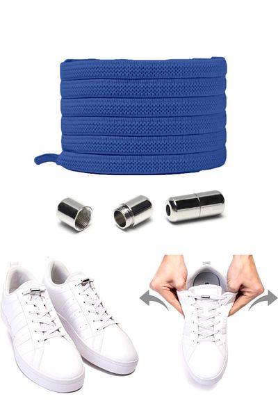 SHELAX Blue Smart Laces - Practical Elastic Flat Shoes - Elastic and Metal Locked