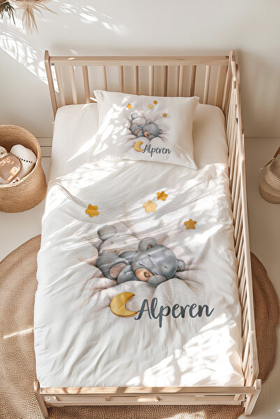 Lilabio %100 Pamuk Isme Özel Isimli Montessori Yatak Nevresim Takımı (100X200...