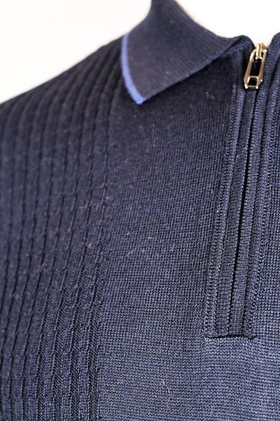 Nehir 244100607   Navy Blue Polo Collar Zippered River