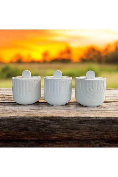 Chiko Mall U I V Shaped with Lid Decorative Object Sculpture Trinket Spice Bowl Candle Holder