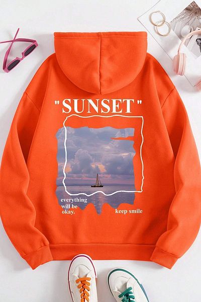 Moda Glo Hanorac unisex cu imprimeu Sunset