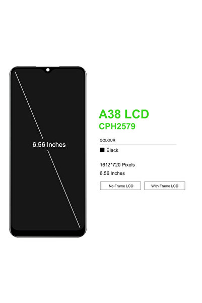 Choice Black With Frame 6.56" For A38 LCD Display Touch Screen Digitizer Assembly Replacement for Oppo A38