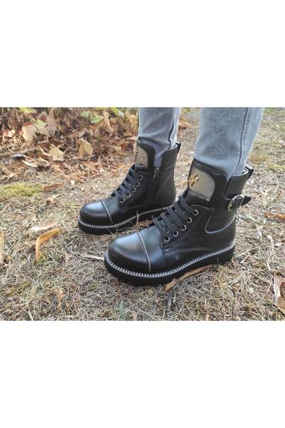 Rose Club Kids Kız Çocuk Siyah Mat Deri Bot