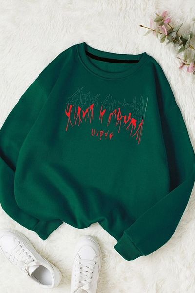 Moda Glo Βαμβακερό φούτερ Unisex Harajuku Crew Neck