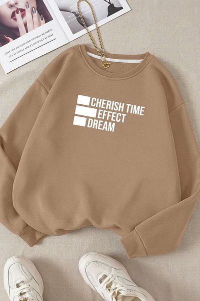 Moda Glo Βαμβακερό φούτερ Unisex Cherish Time Crew Neck