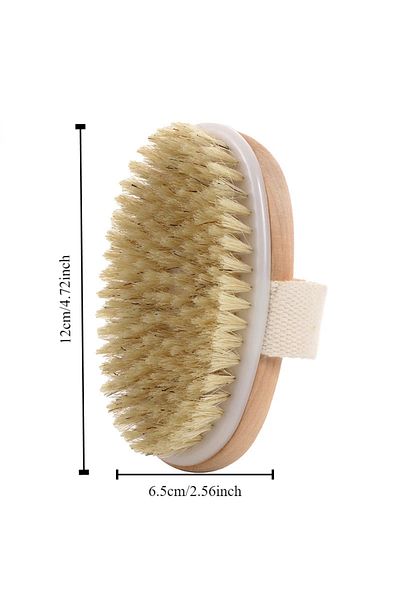 Choice Elliptical Brush Handheld Portable Shower Brush Natural Wooden Wet Dry Skin Body Bristle Brush Soft