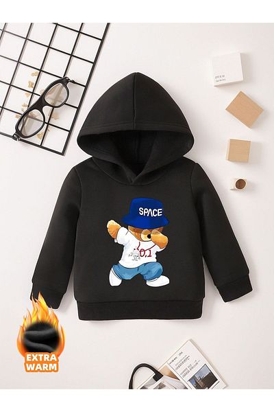 Moda Glo Unisex Kids Space Hat Bear Printed Sweatshirt