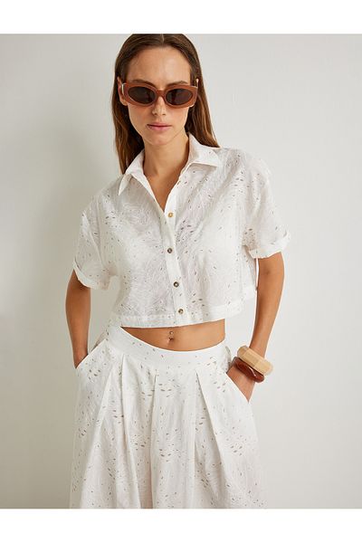 Koton X Şahika Ercümen - Fisto Crop Oversize Shirt Kurzarm Viskose