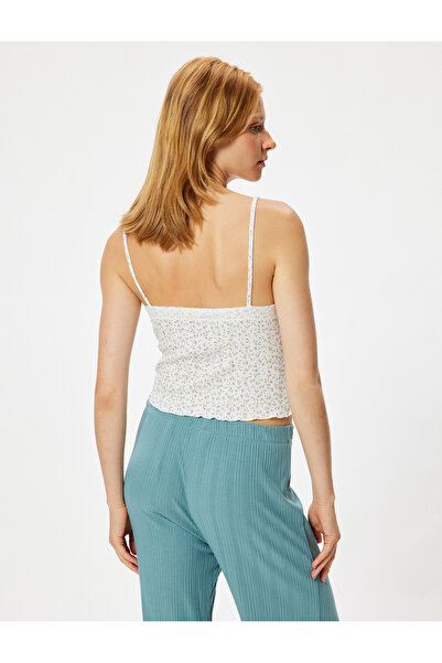 Koton Askılı Atlet Çiçekli Dantelli Slim Fit