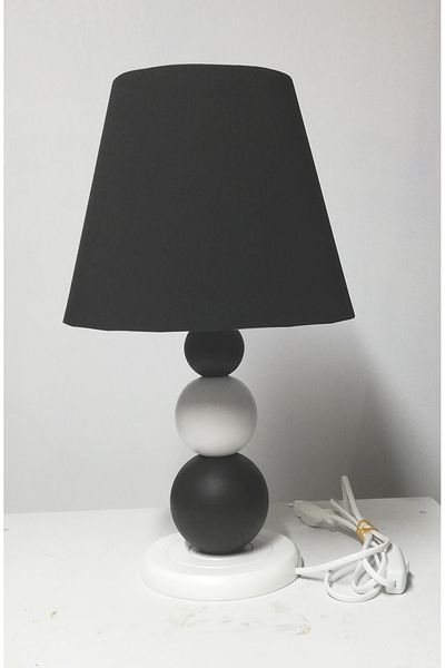 TEKAY AYDINLATMA Black Wooden Leg Bedroom Living Room Lampshade