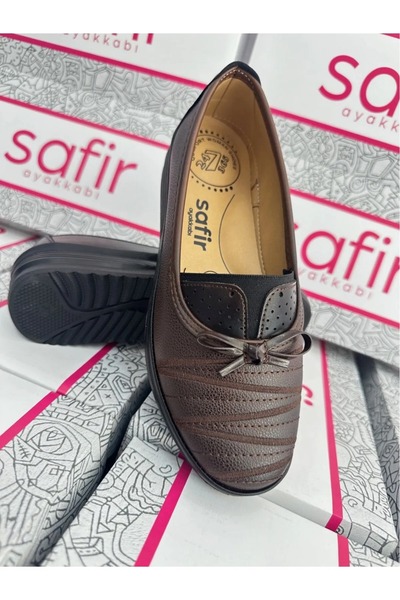 MODVALU Sapphire ženske klasične udobne Ortopedsko dnevne smeđe cipele sa mašnom