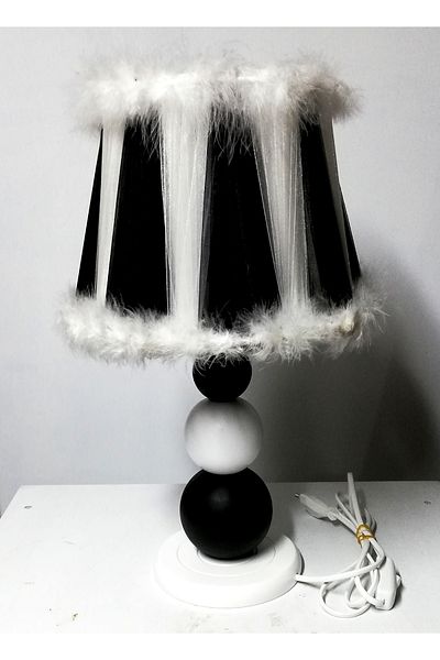 TEKAY AYDINLATMA Black Wooden Leg Bedroom Living Room Lampshade