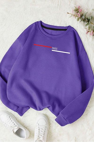 Moda Glo Унисекс памучен суитшърт с кръгло деколте Paris
