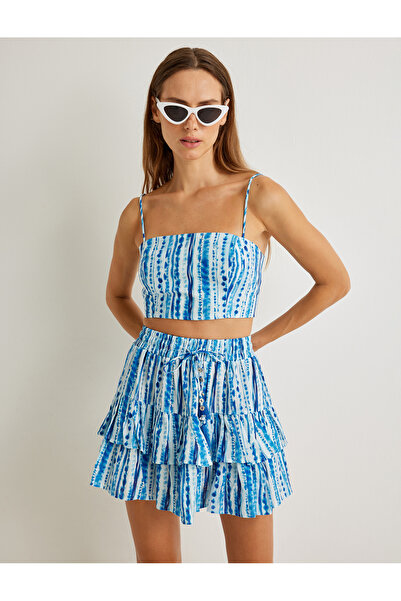 Koton X Şahika Ercümen - Cotton Bustier with Thin Straps and Tie-Dye Pattern