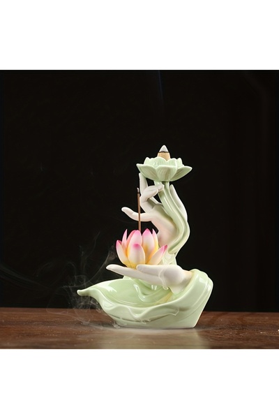 Choice10 Blue Pink Lotus Chinese style Buddha's Hand Lotus LED Reflux Incense...