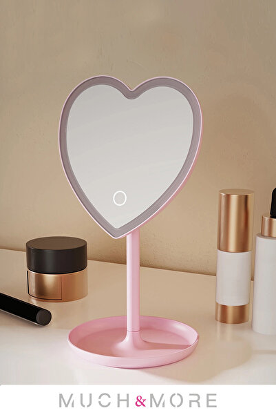 Much and More Kalp Dokunmatik Led Işıklı Masa Üstü Makyaj Aynası Ledli 25*15