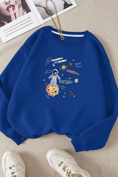 Moda Glo Унисекс памучен суитшърт с кръгло деколте "Астронавт"