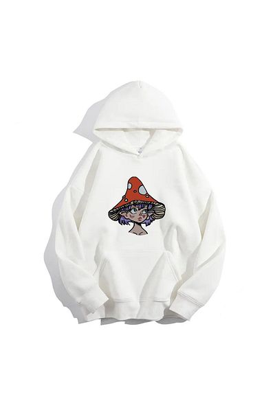 Moda Glo Unisex Mushroom Girl Hooded Sweatshirt