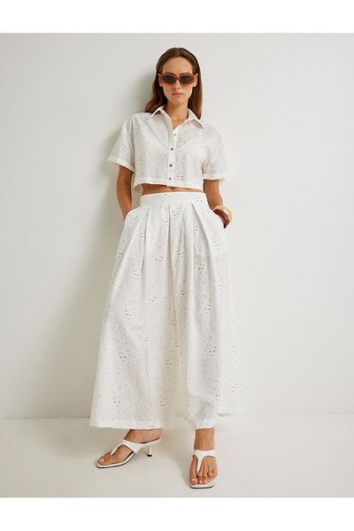 Koton X Şahika Ercümen - Fisto Crop Oversize Shirt Kurzarm Viskose