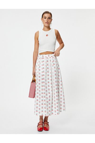 Koton Crop tílko s jahodovým potiskem Asymetrického střihu Slim Fit