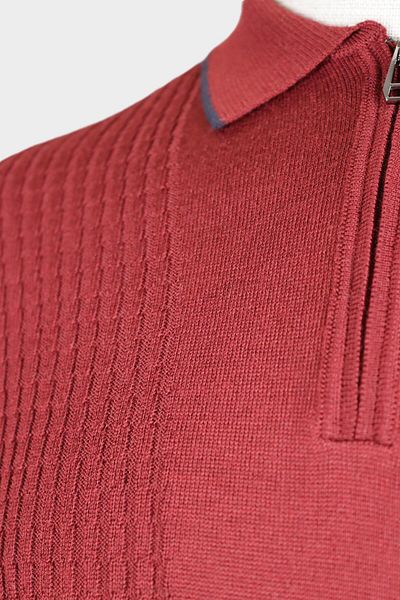 Nehir 244100607   Claret Red Polo Collar Zippered River