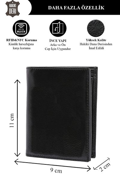 Newish Polo Ανδρικό μαύρο γνήσιο δέρμα - Σετ πορτοφόλι και θήκη για κέρματα