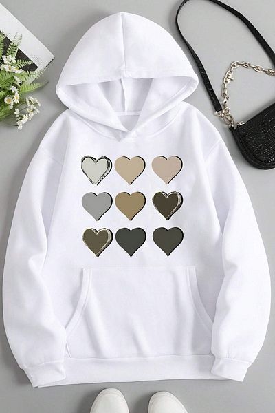 Moda Glo Φούτερ με στάμπα Unisex Oversize Heart