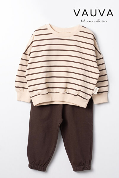 Vauva Çocuk Takım Kız Erkek Bebek Çocuk Uzun Kollu Çizgili Mevsimlik Takım