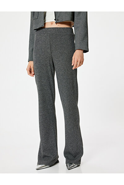 Koton Metalik İplik Detaylı Bol Paça Fitilli Pantolon