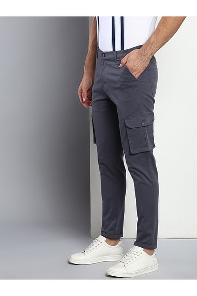 Dennis Lingo By Styli Solid Mid Rise Cotton Cargo Pant