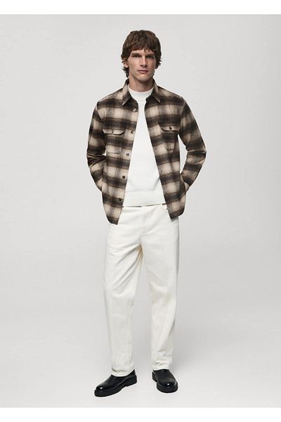 MANGO Man Checkered Wool Shirt Jacket