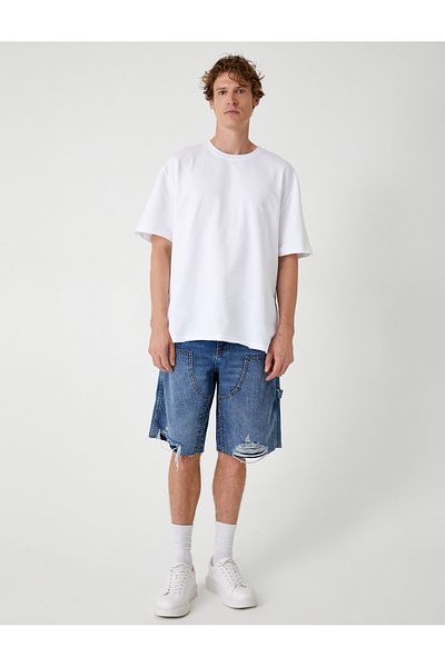 Koton Bavlněné Carpenter Jeans - bermudské šortky a šortky s detaily