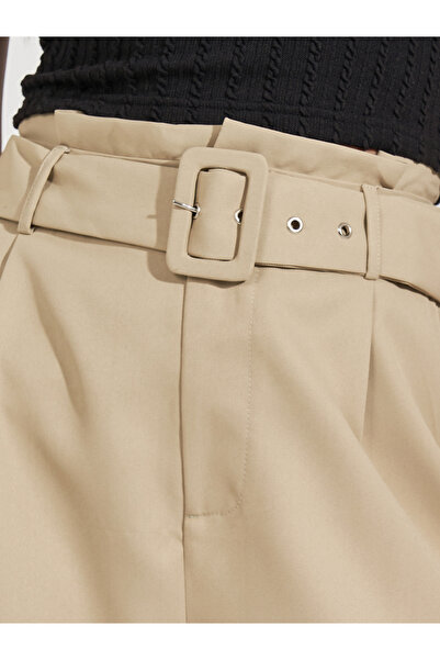 Styli High Rise Wide Leg Belted Twill Pants